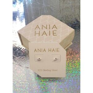 New Ania Haie Stud Earrings Crushed Flat Circle Disc 925 Sterling Silver In Box